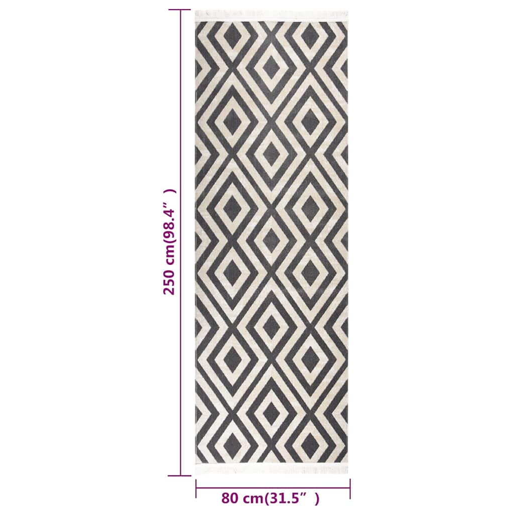 Tappeto da Esterni Tessitura Piatta 80x250 cm Nero Beige Chiaro