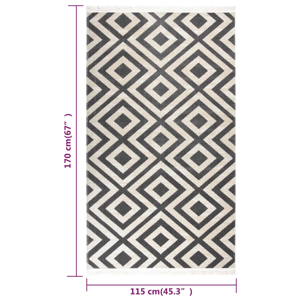 Tappeto da Esterni Tessitura Piatta 115x170cm Nero Beige Chiaro