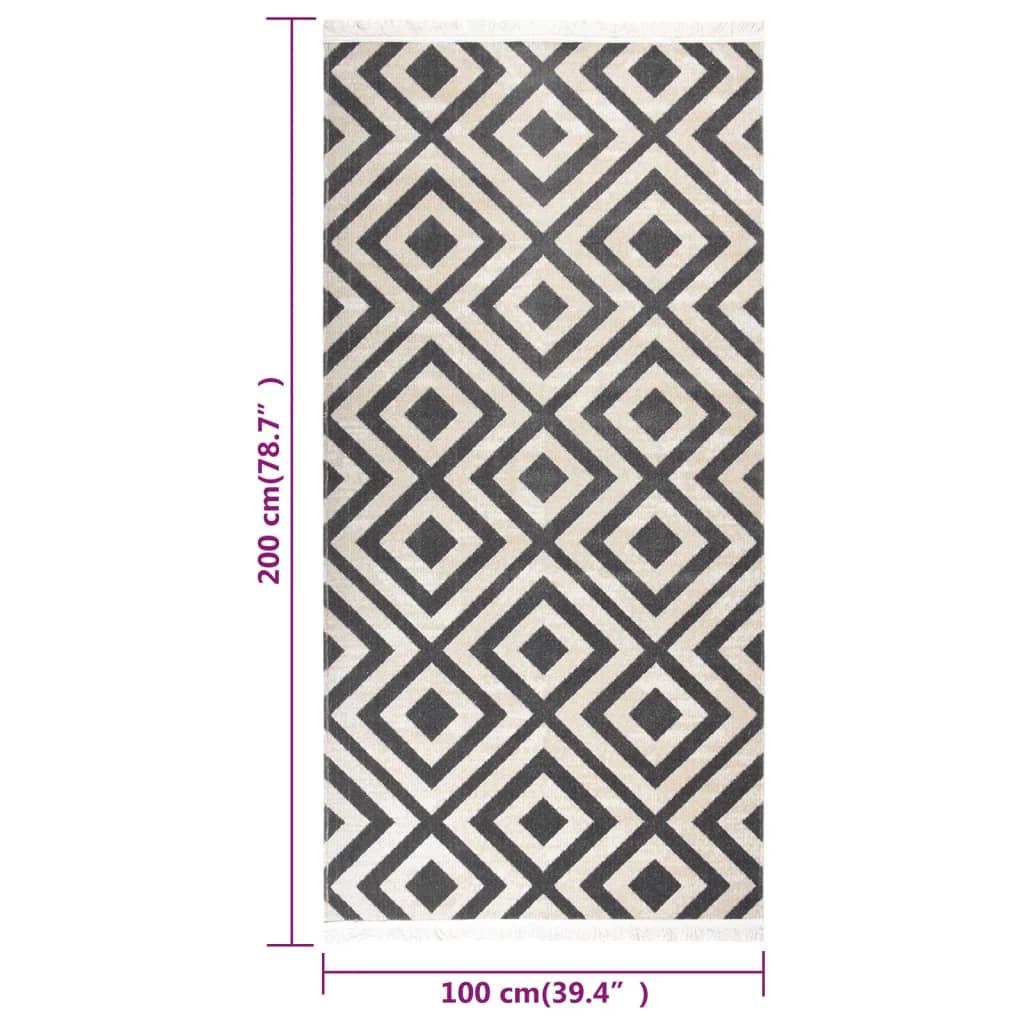 Tappeto da Esterni Tessitura Piatta 100x200cm Nero Beige Chiaro