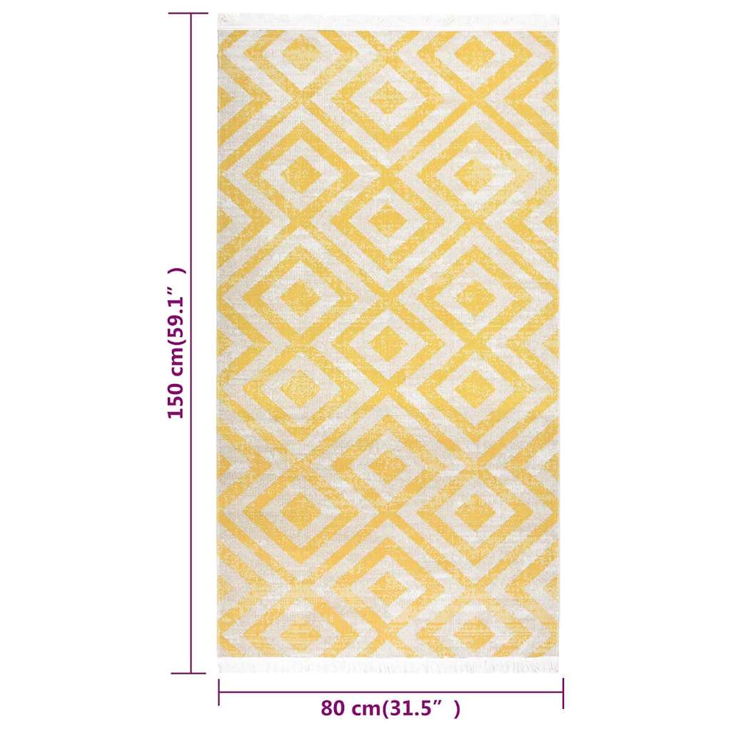 Tappeto da Esterni a Tessitura Piatta 80x150 cm Giallo e Beige