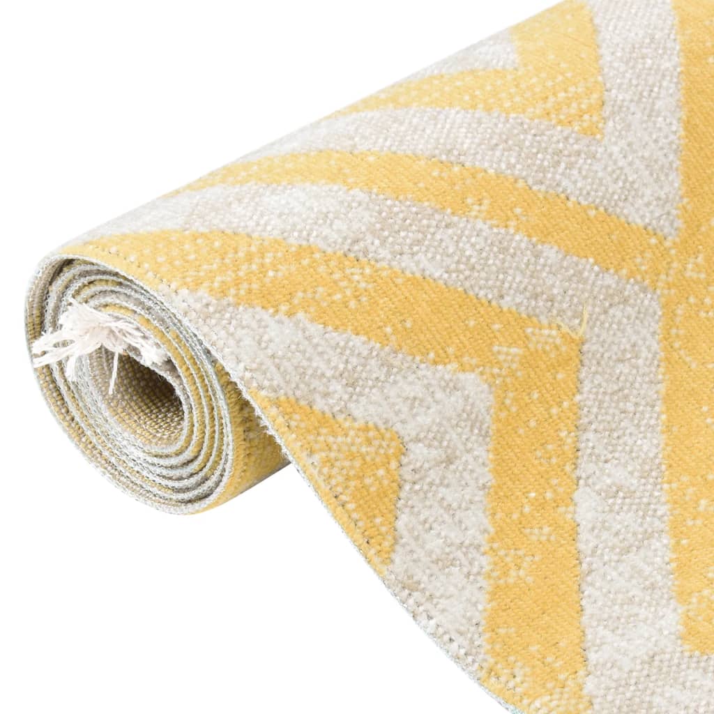 Tappeto da Esterni a Tessitura Piatta 80x250 cm Giallo e Beige