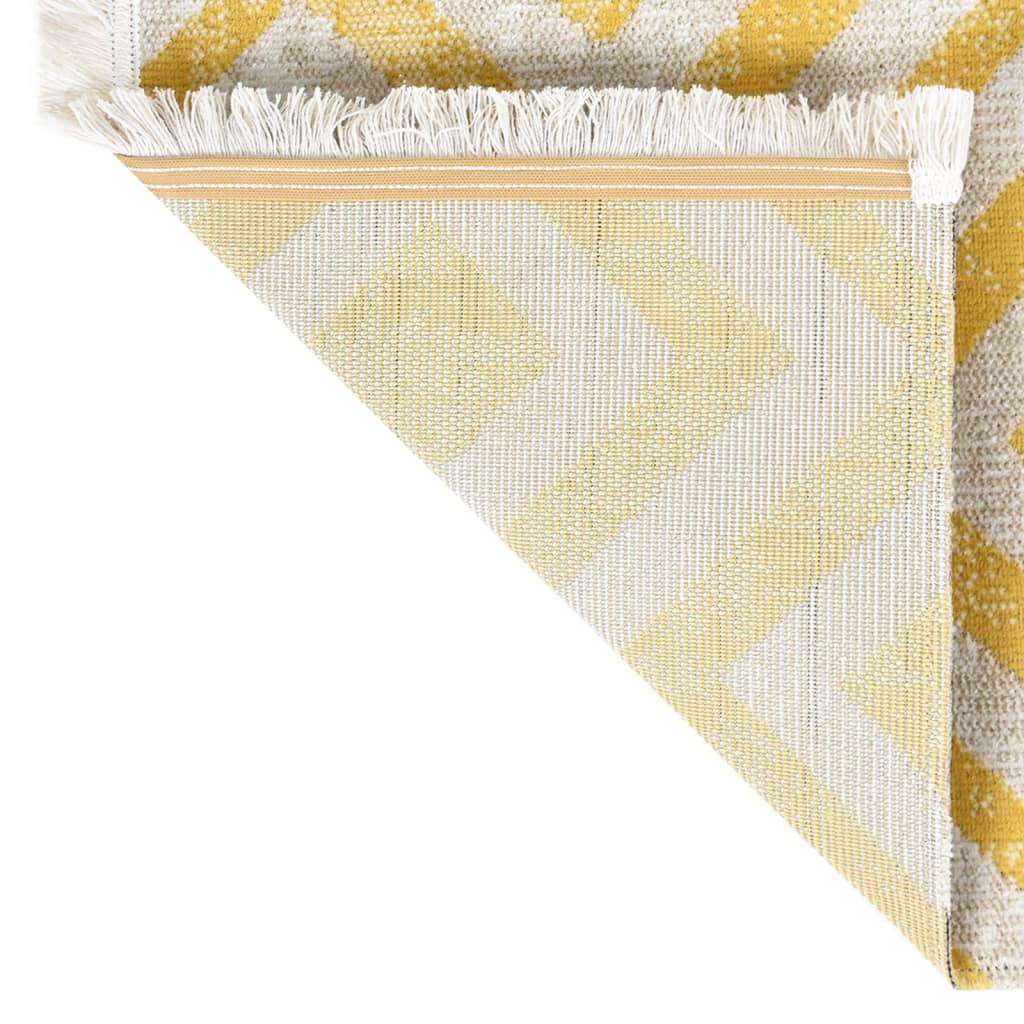 Tappeto da Esterni a Tessitura Piatta 80x250 cm Giallo e Beige