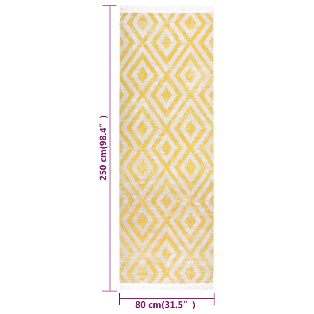 Tappeto da Esterni a Tessitura Piatta 80x250 cm Giallo e Beige