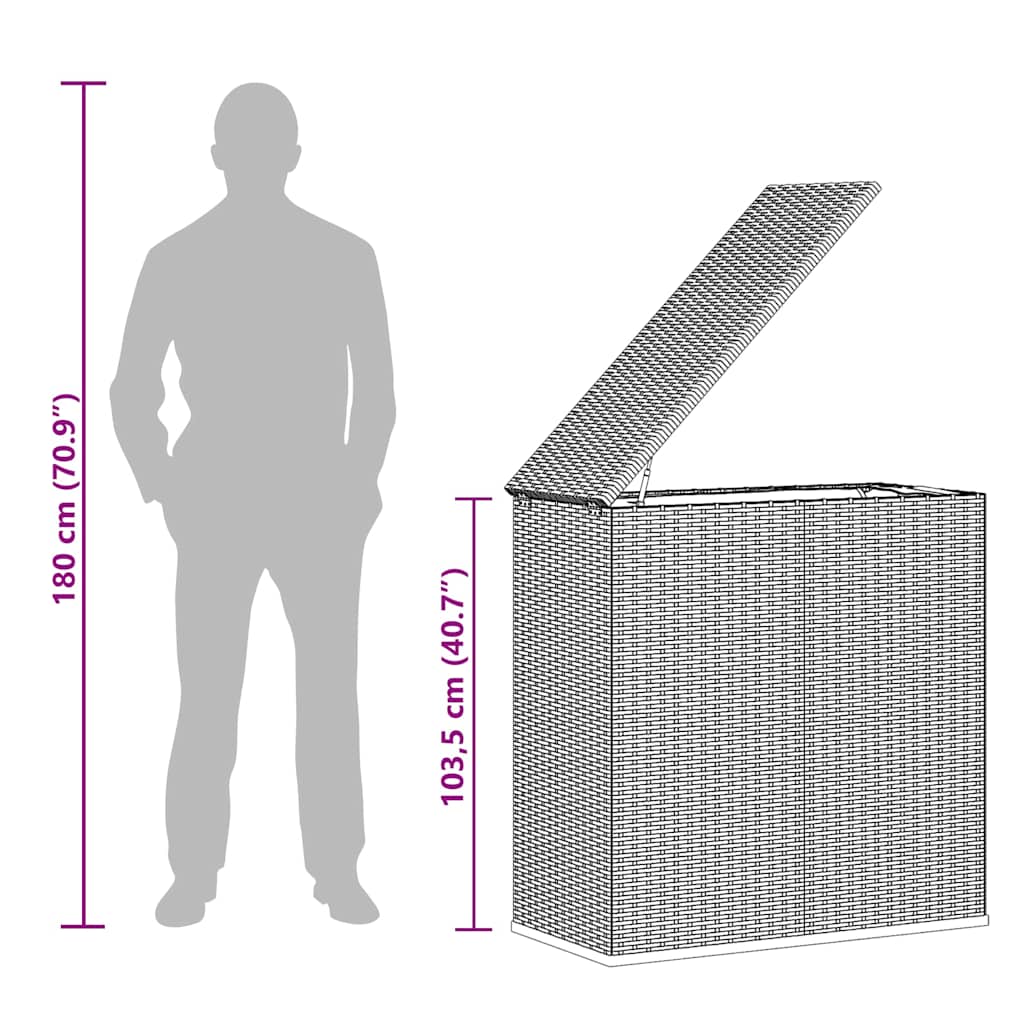 Contenitore da Giardino in Rattan PE 100x49x103,5 cm Marrone