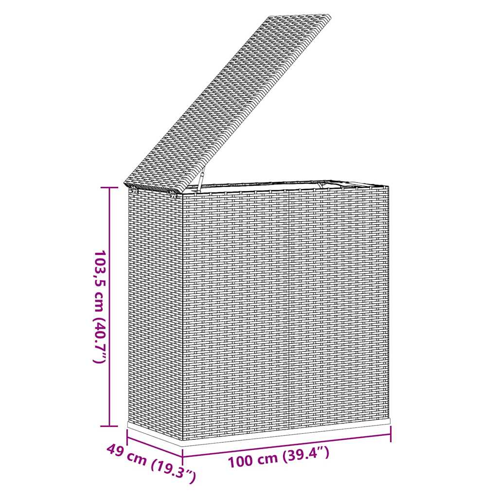 Contenitore da Giardino in Rattan PE 100x49x103,5 cm Marrone
