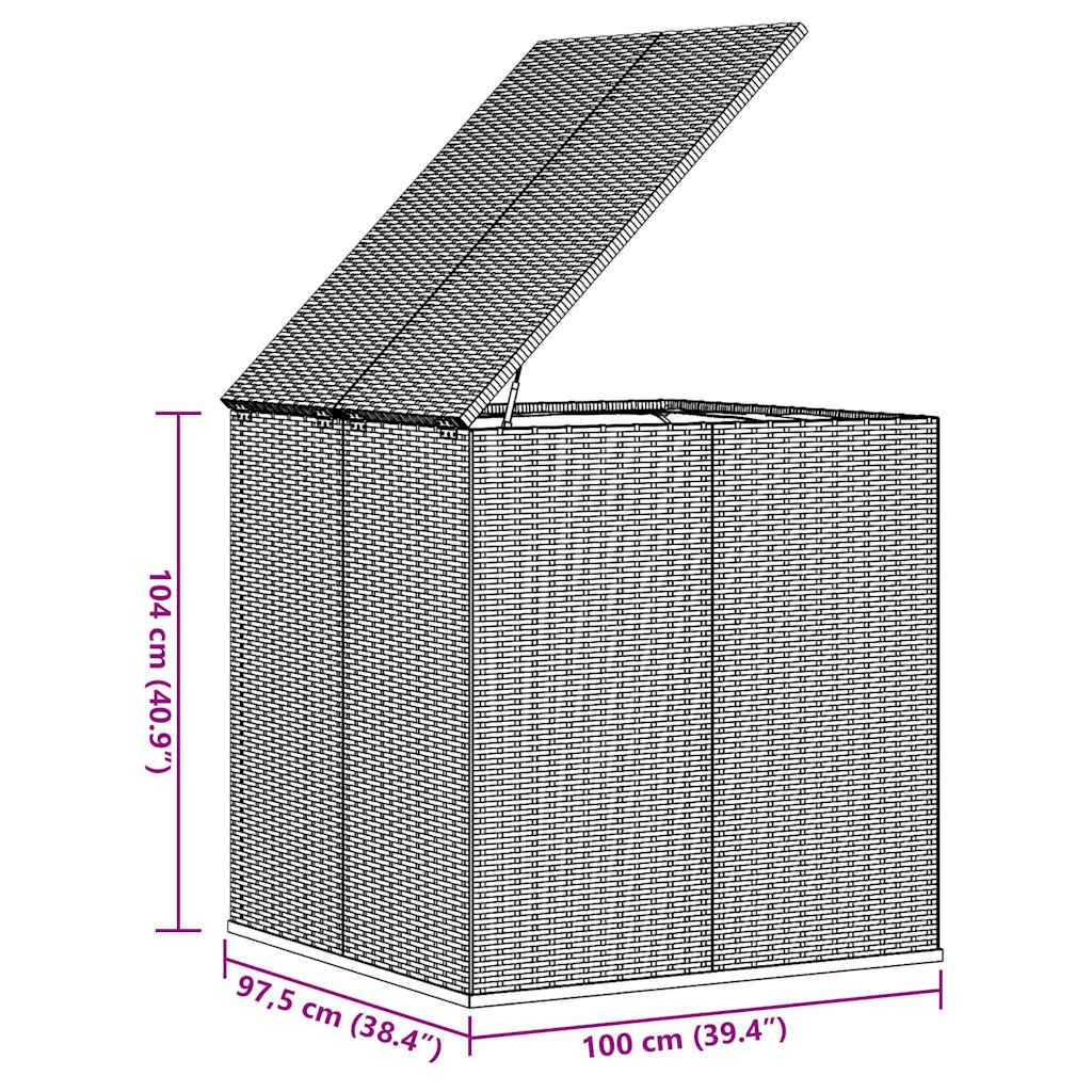 Contenitore da Giardino in Rattan PE 100x97,5x104 cm Grigio