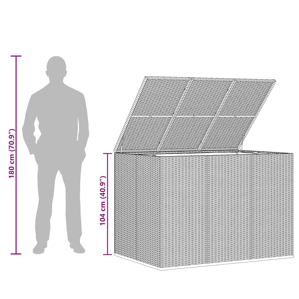 Contenitore da Giardino in Rattan PE 145x100x103 cm Nero