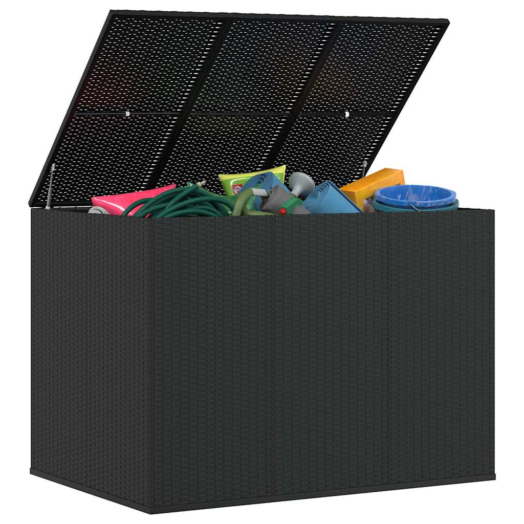Contenitore da Giardino in Rattan PE 145x100x103 cm Nero