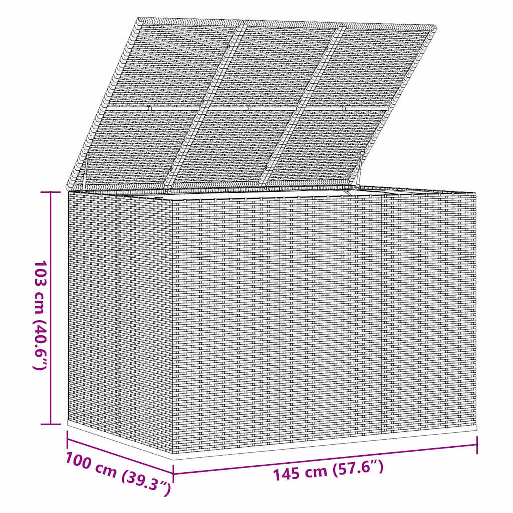 Contenitore da Giardino in Rattan PE 145x100x103 cm Nero