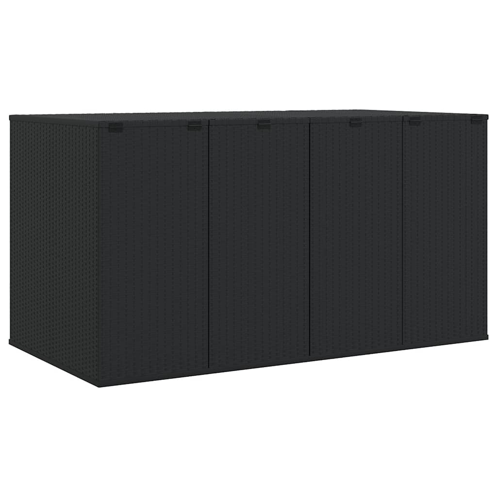 Contenitore da Giardino in Rattan PE 194x100x103 cm Nero