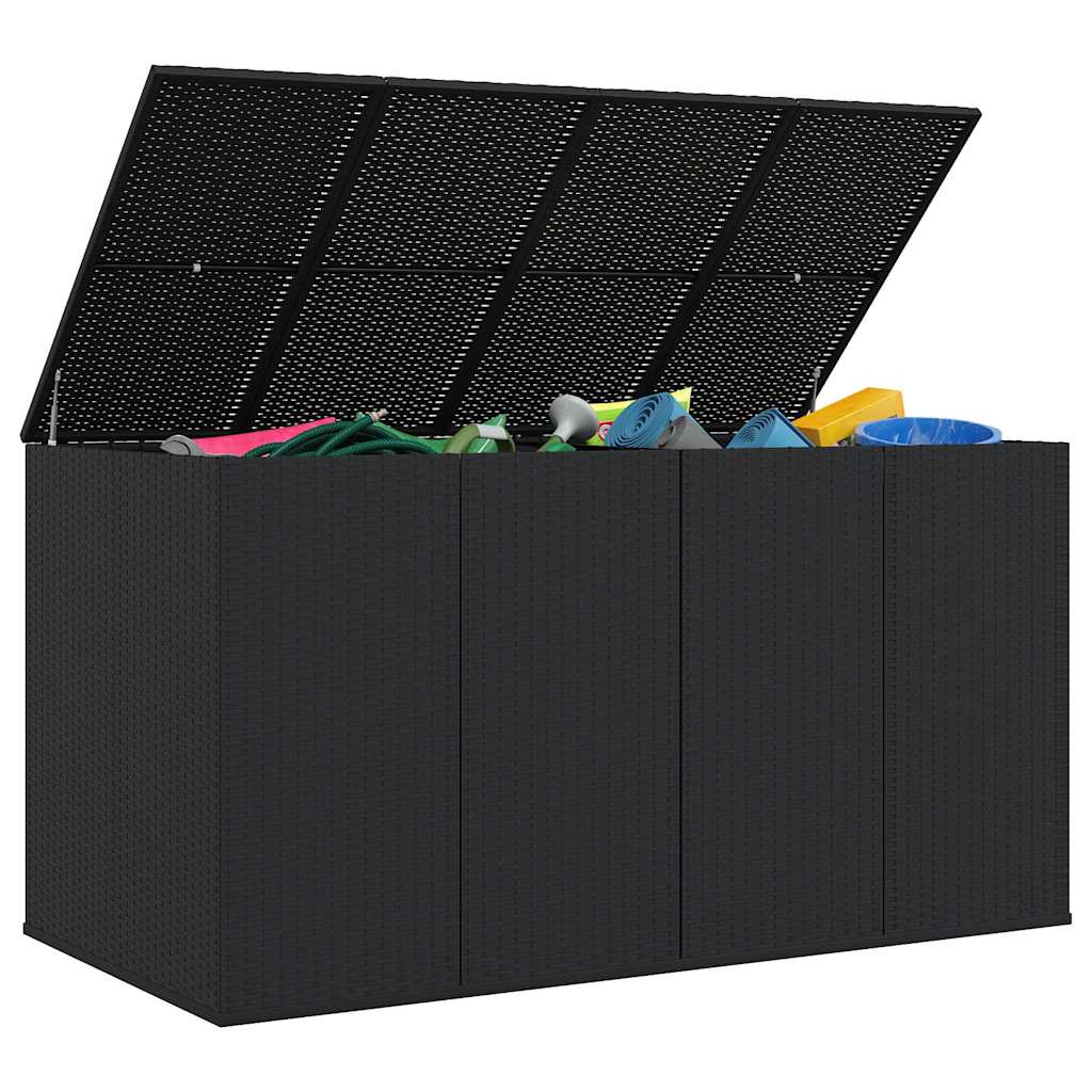 Contenitore da Giardino in Rattan PE 194x100x103 cm Nero