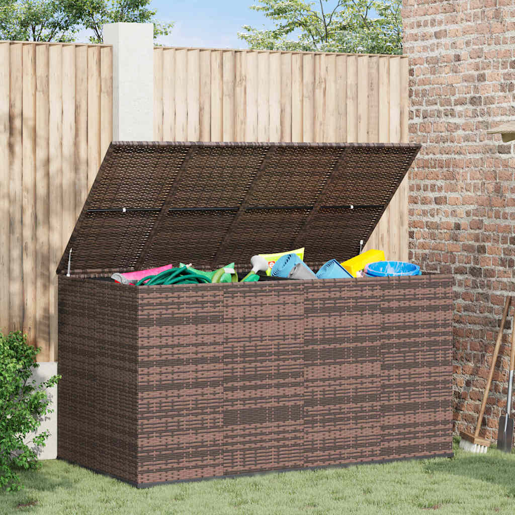 Contenitore da Giardino in Rattan PE 194x100x103 cm Marrone