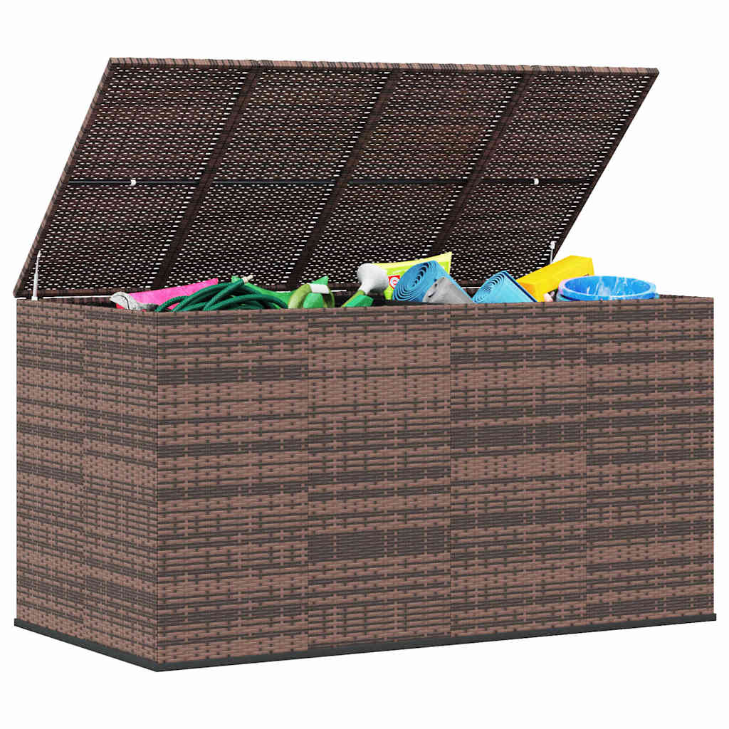 Contenitore da Giardino in Rattan PE 194x100x103 cm Marrone