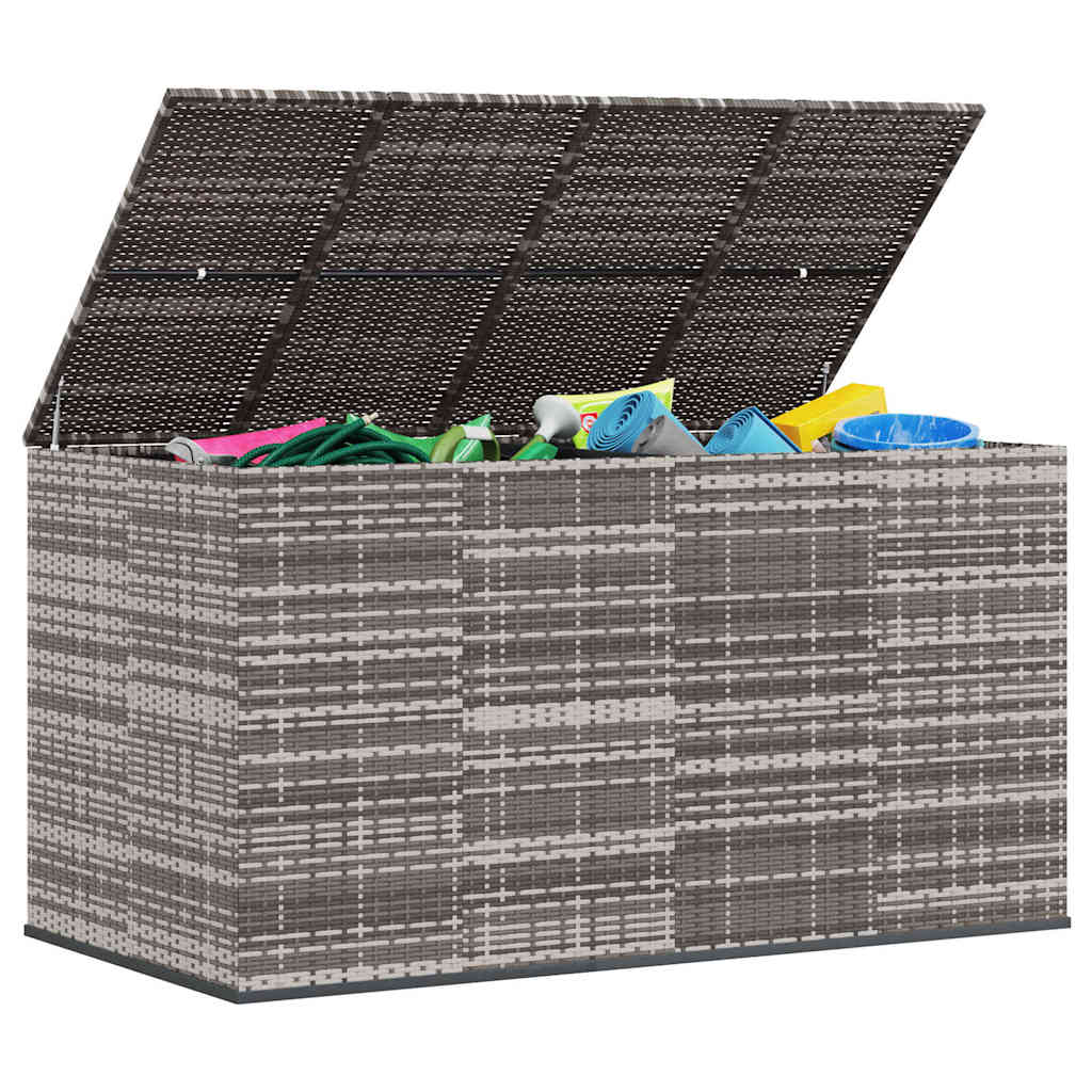 Contenitore da Giardino in Rattan PE 194x100x103 cm Grigio