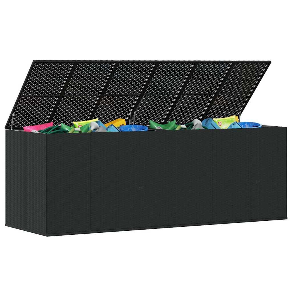 Contenitore da Giardino in Rattan PE 291x100,5x104 cm Nero