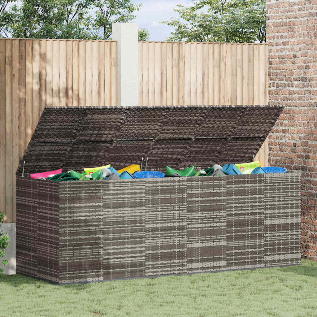 Contenitore da Giardino in Rattan PE 291x100,5x104 cm Grigio