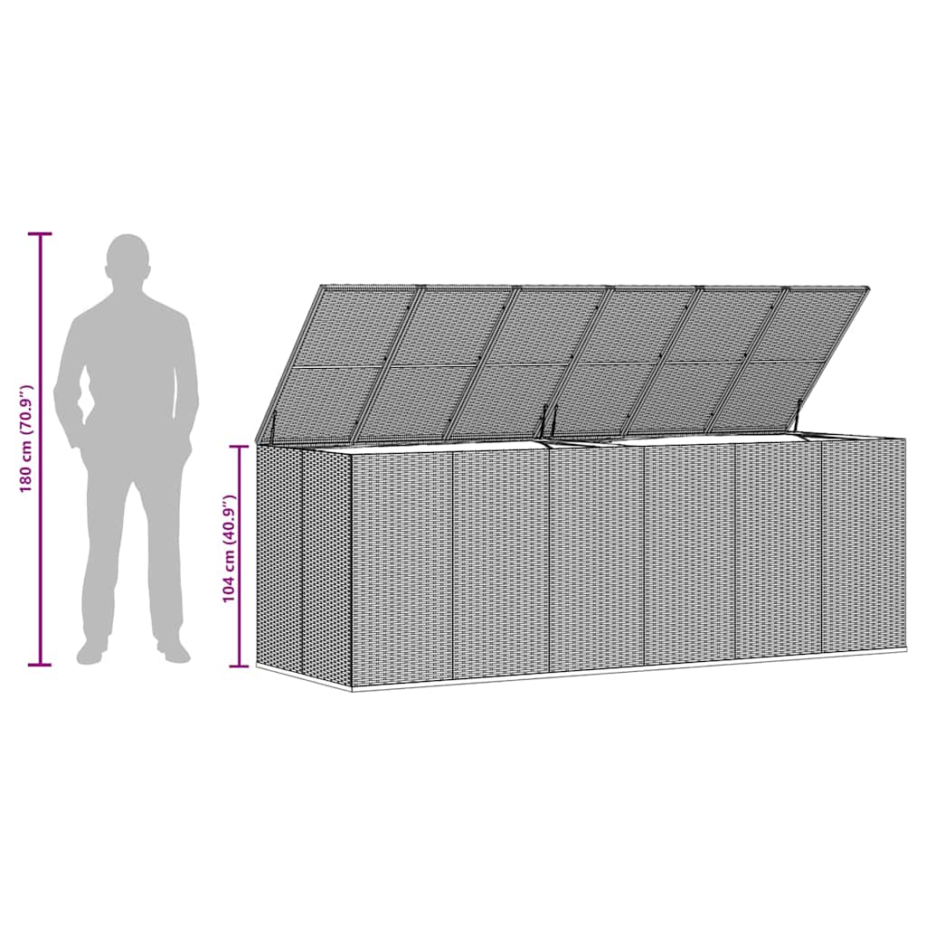 Contenitore da Giardino in Rattan PE 291x100,5x104 cm Grigio