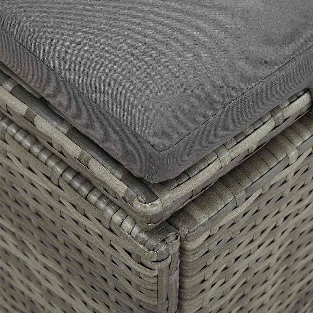 Lettino Reclinabile con Cuscini in Polyrattan Grigio Scuro