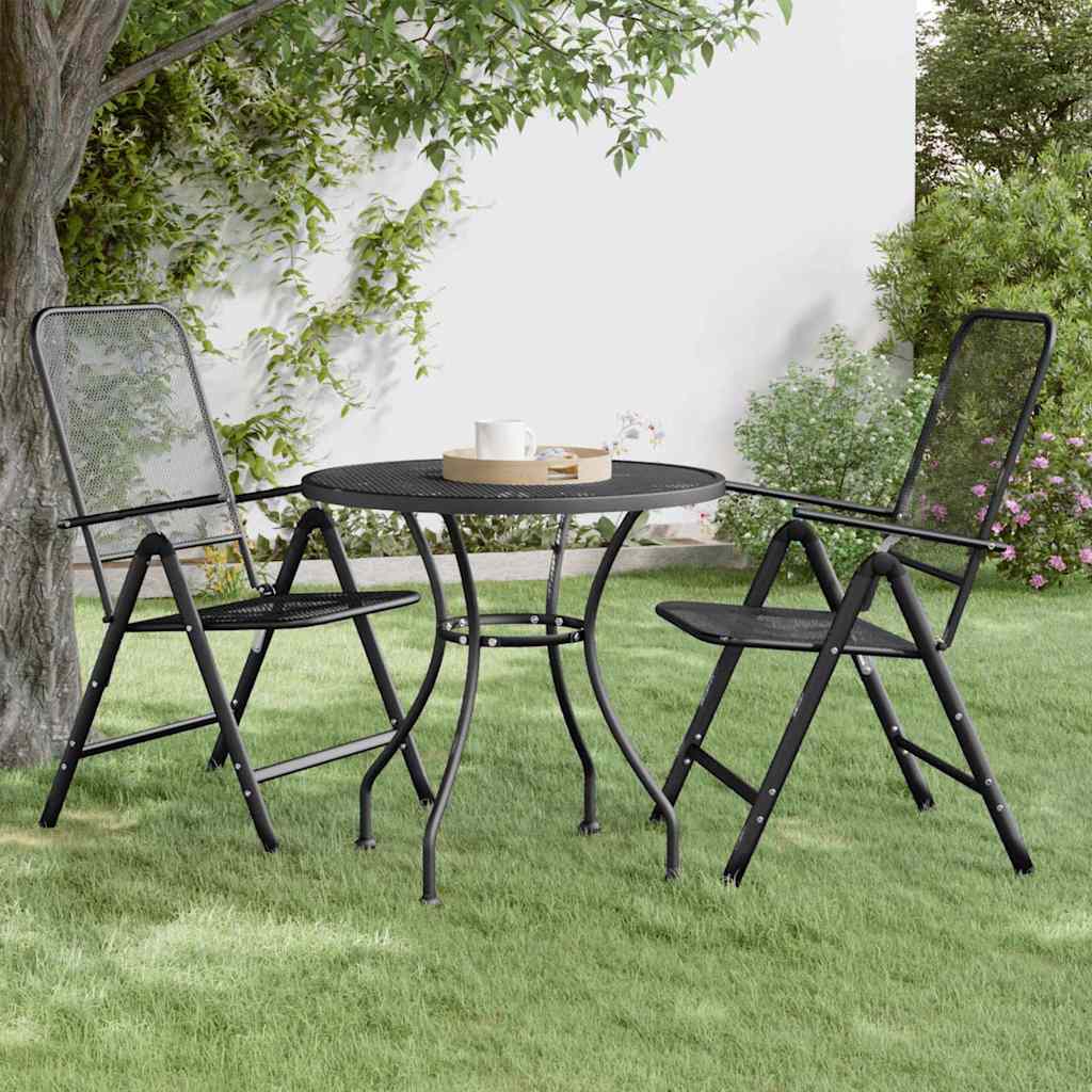 Tavolo da Giardino Ø80x72 cm Rete Metallica Espansa Antracite
