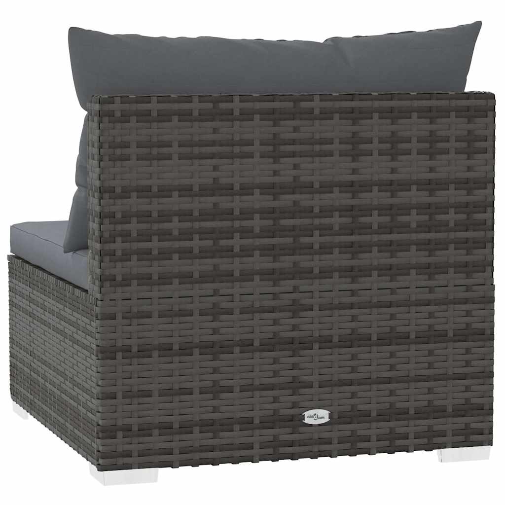 Divano a 4 Posti con Cuscini in Polyrattan Grigio