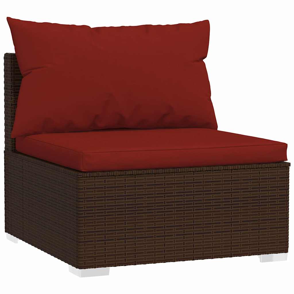 Set Mobili da Giardino 4 pz con Cuscini in Polyrattan Marrone