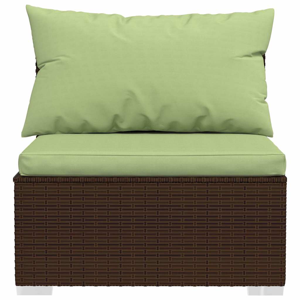 Divano a 4 Posti con Cuscini in Polyrattan Marrone