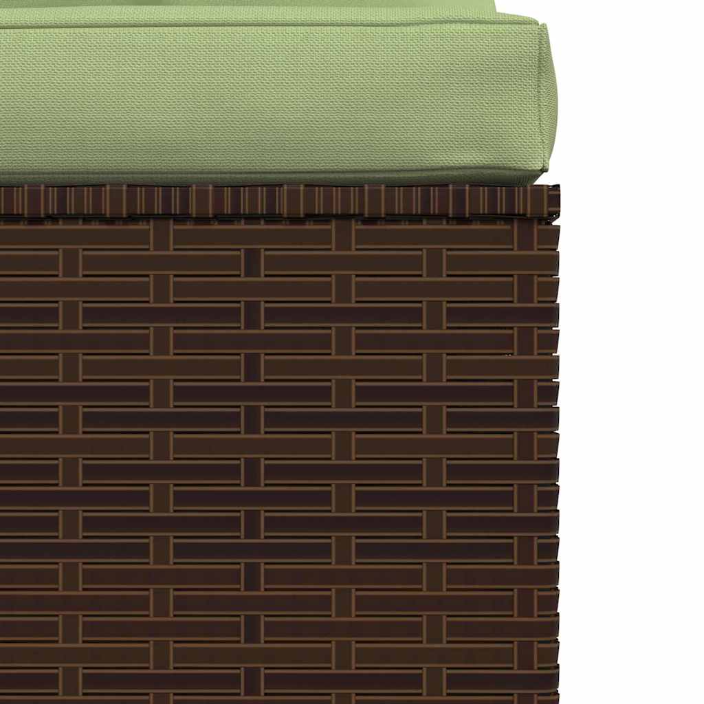 Divano a 4 Posti con Cuscini in Polyrattan Marrone