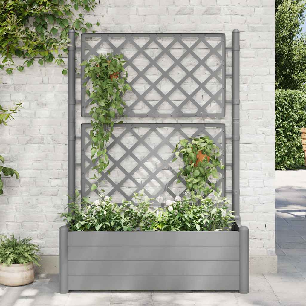 Fioriera da Giardino e Graticcio 100x43x142 cm PP Grigio Pietra