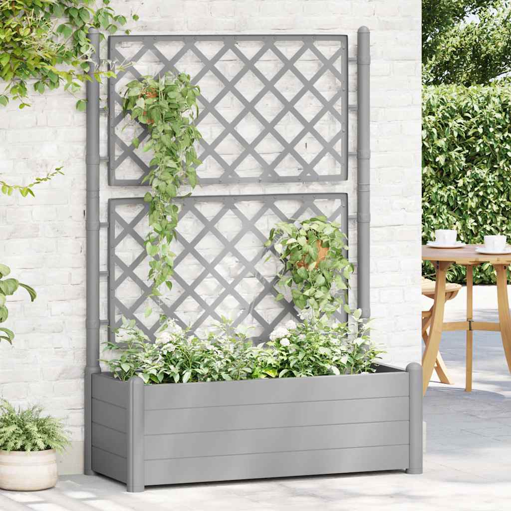 Fioriera da Giardino e Graticcio 100x43x142 cm PP Grigio Pietra