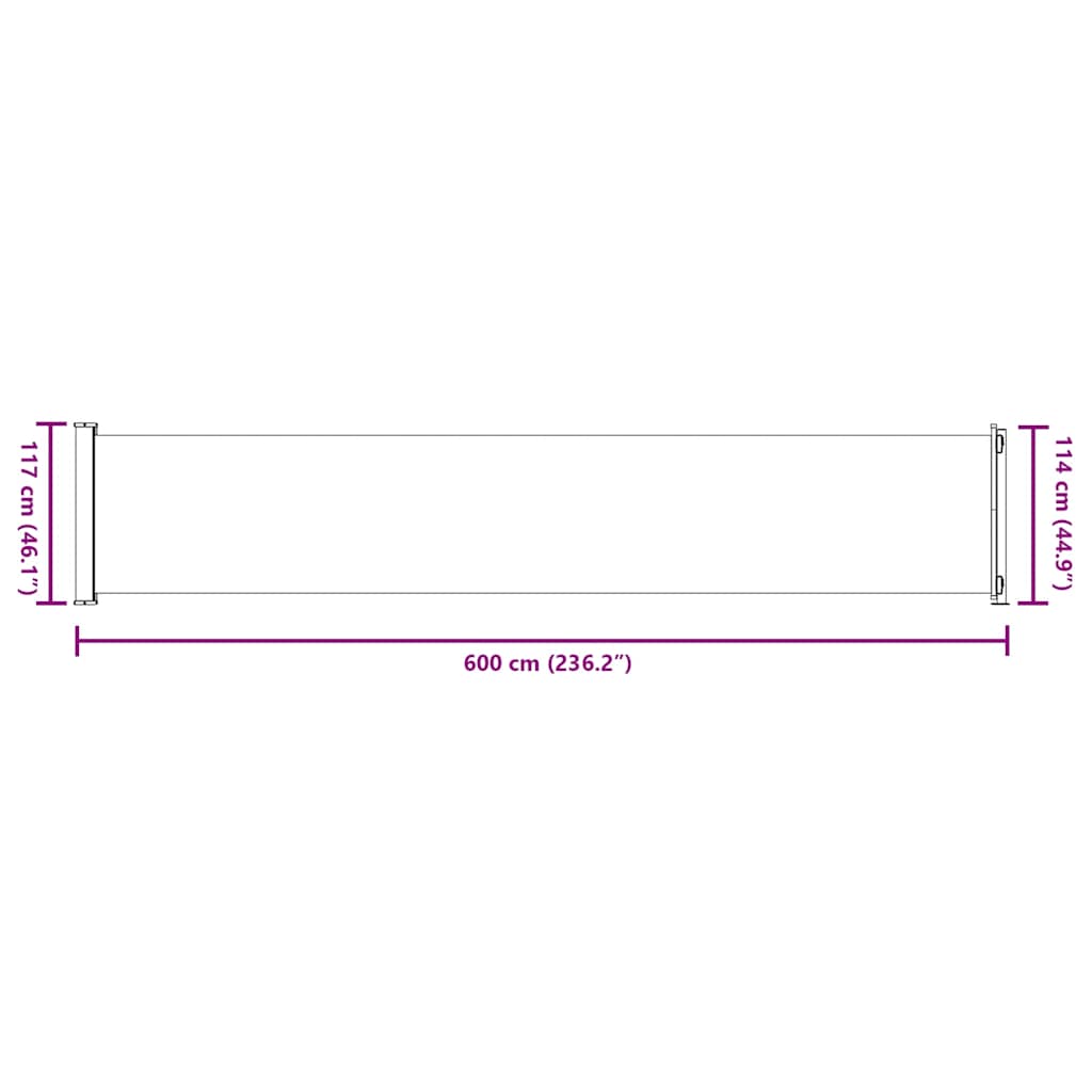 Tenda Laterale Retrattile per Patio 117x614 cm Marrone