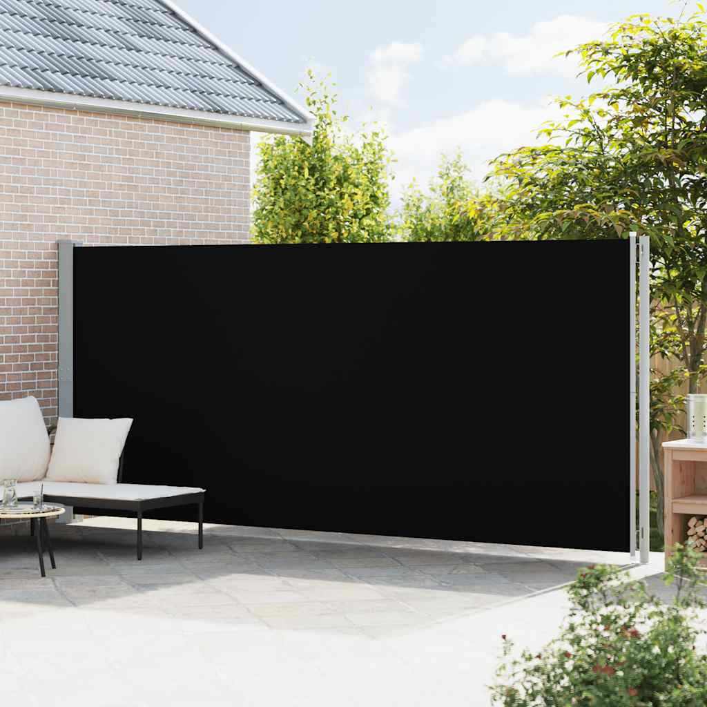 Tenda da Sole Laterale Retrattile per Patio 200x614 cm Nera