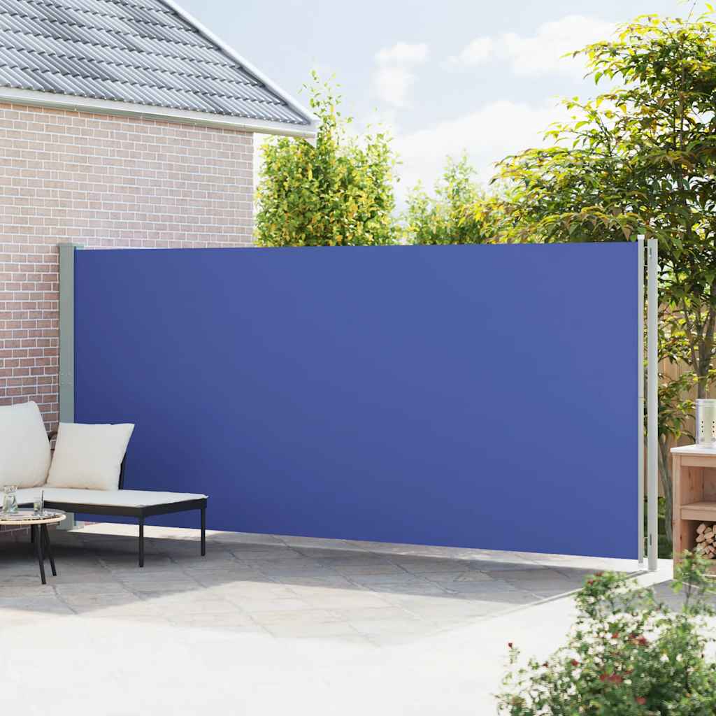 Tenda da Sole Laterale Retrattile per Patio 200x600 cm Blu