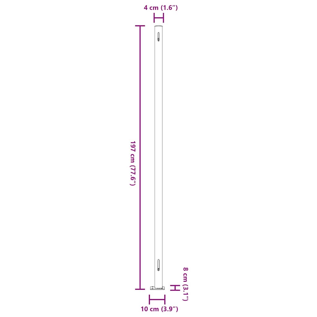 Tenda da Sole Laterale Retrattile per Patio 200x600 cm Rossa