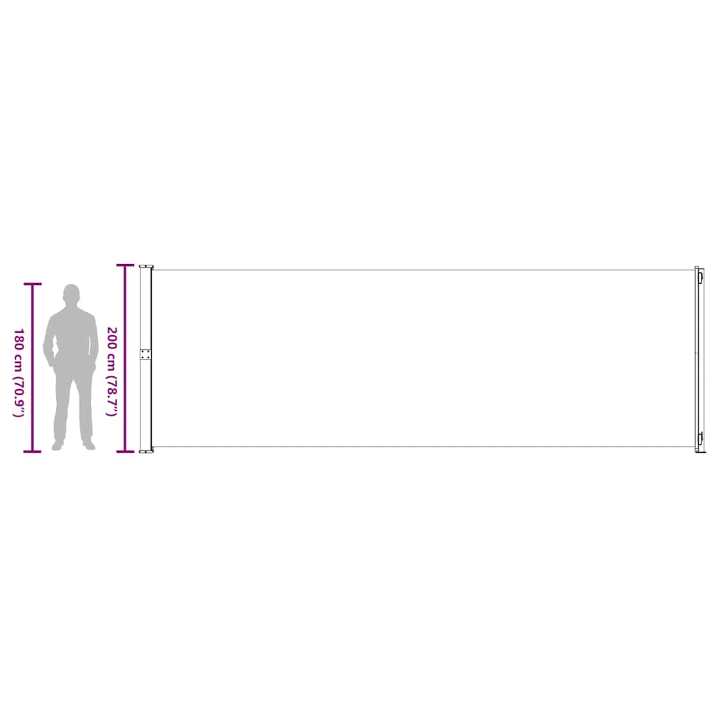 Tenda da Sole Laterale Retrattile per Patio 200x600 cm Rossa