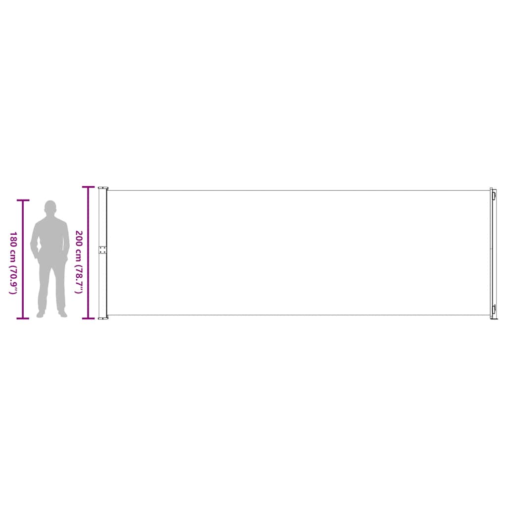 Tenda da Sole Laterale Retrattile per Patio 200x614 cm Grigia