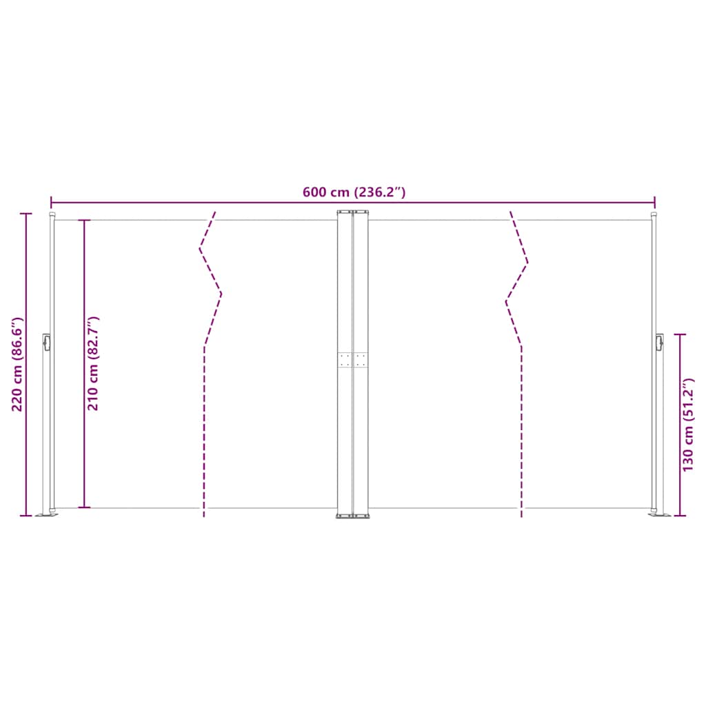 Tenda da Sole Laterale Retrattile Rossa 200x600 cm