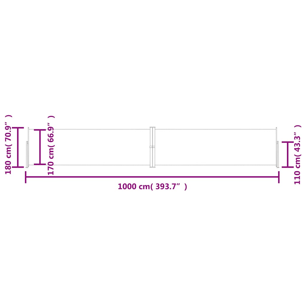 Tenda da Sole Laterale Retrattile Nera 180x1000 cm