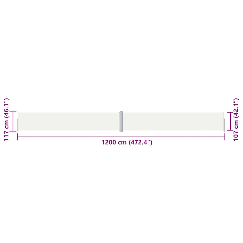 Tenda Laterale Retrattile Crema 117x1200 cm