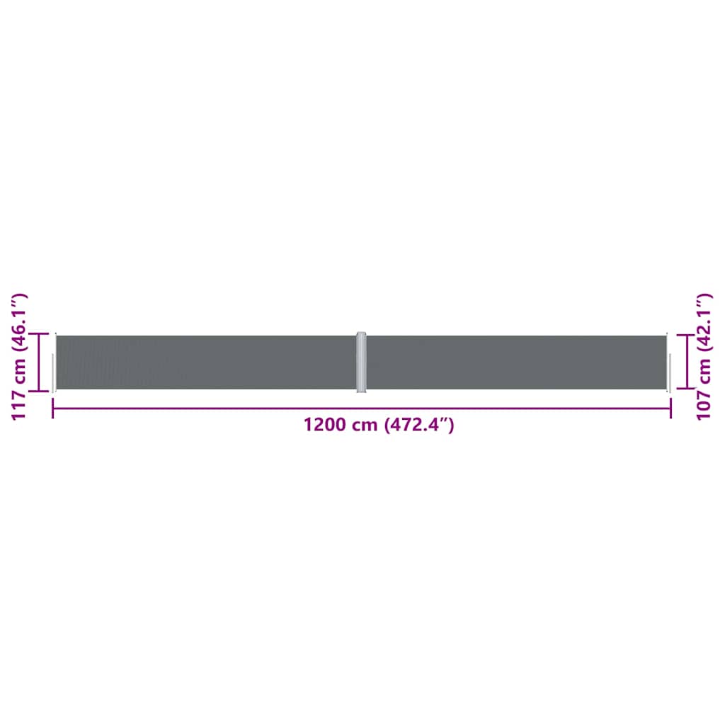 Tenda Laterale Retrattile Antracite 117x1200 cm