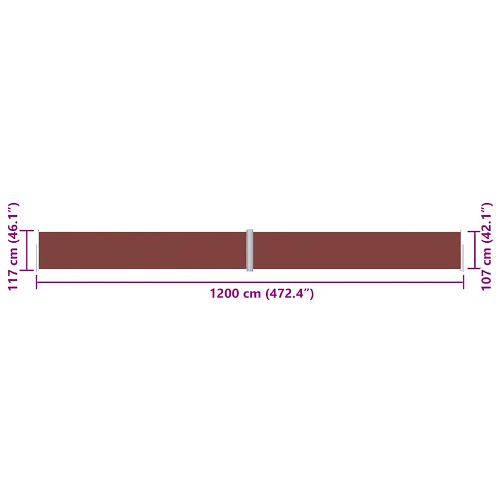 Tenda Laterale Retrattile Marrone 117x1200 cm