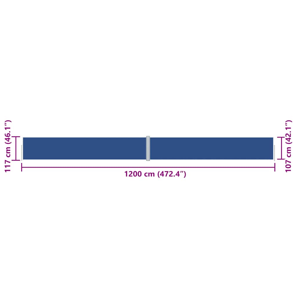 Tenda Laterale Retrattile Blu 117x1200 cm