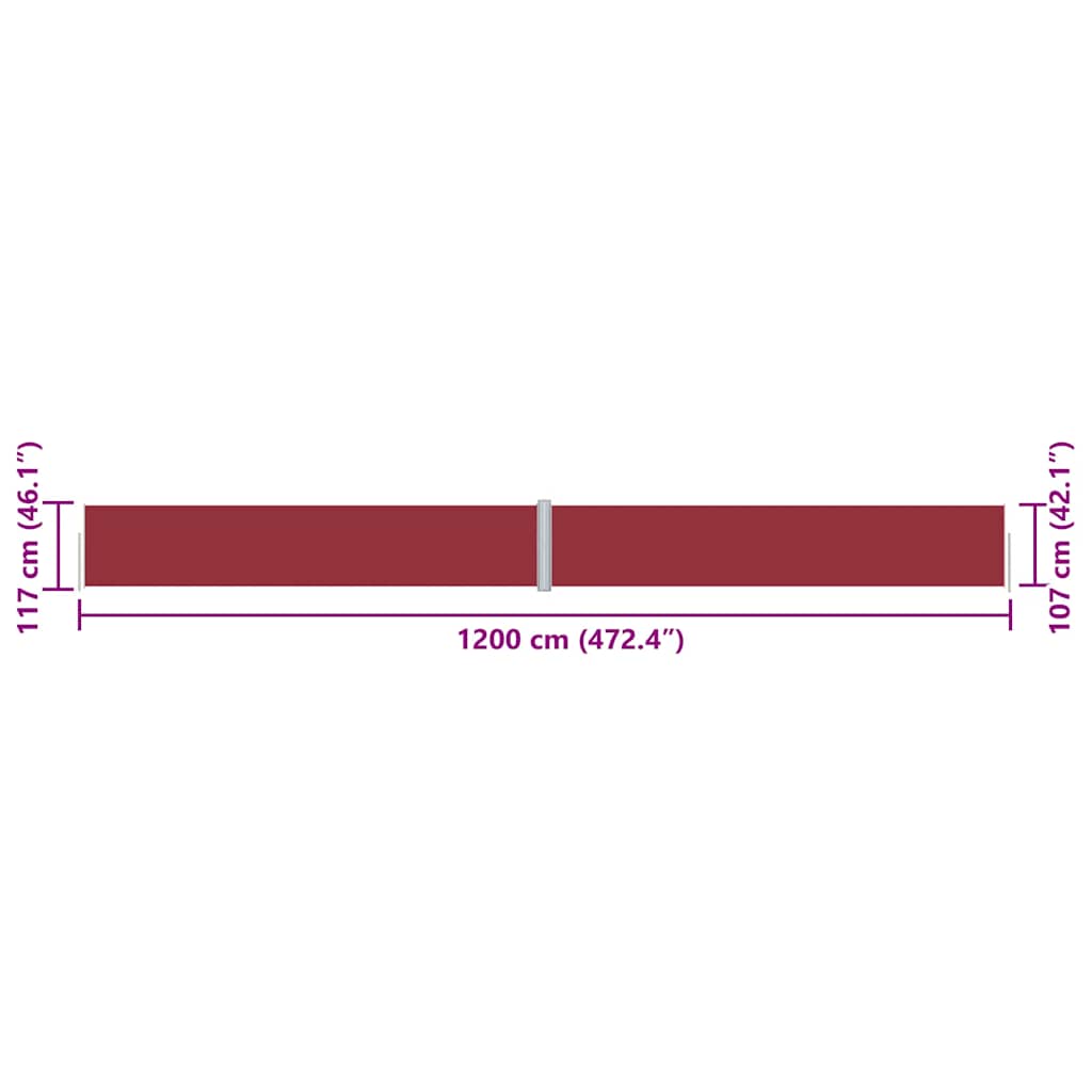 Tenda Laterale Retrattile Rossa 117x1200 cm