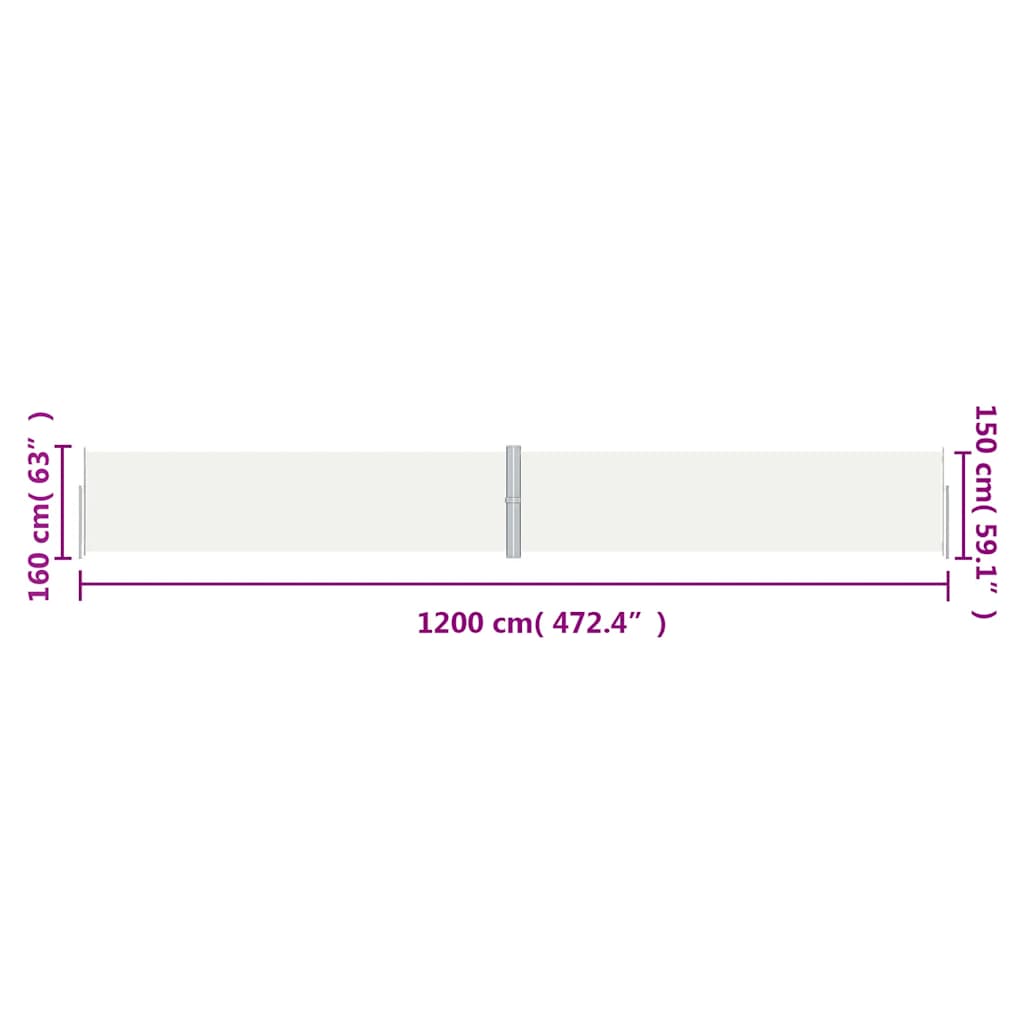 Tenda da Sole Laterale Retrattile Crema 160x1200 cm