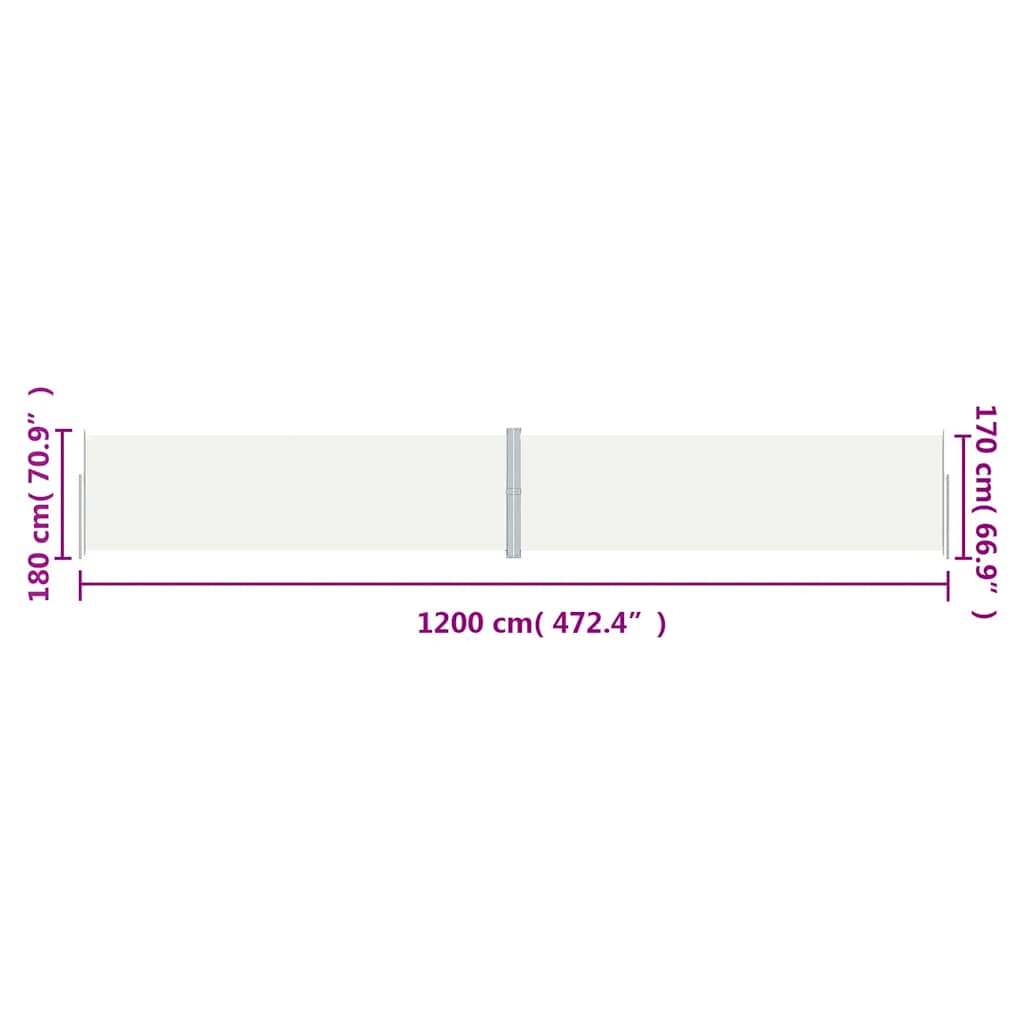 Tenda da Sole Laterale Retrattile Crema 180x1200 cm