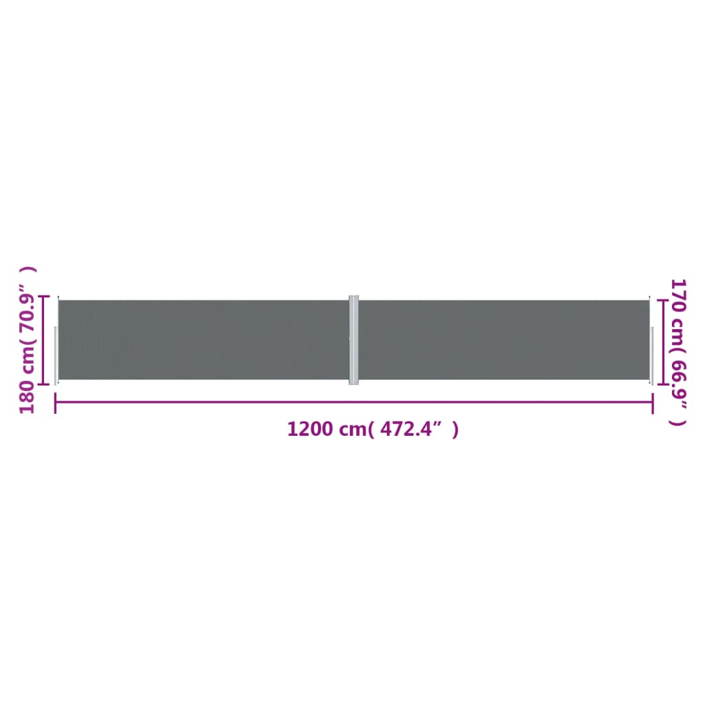 Tenda da Sole Laterale Retrattile Antracite 180x1200 cm