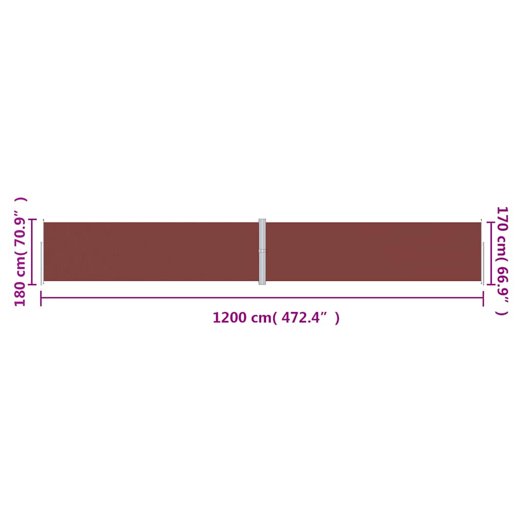 Tenda da Sole Laterale Retrattile Marrone 180x1200 cm