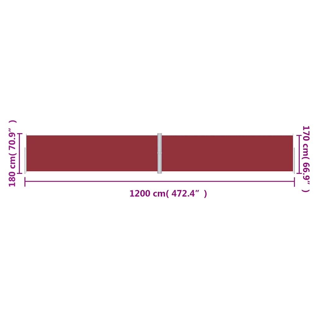 Tenda da Sole Laterale Retrattile Rossa 180x1200 cm