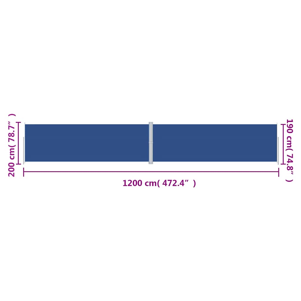 Tenda da Sole Laterale Retrattile Blu 200x1200 cm