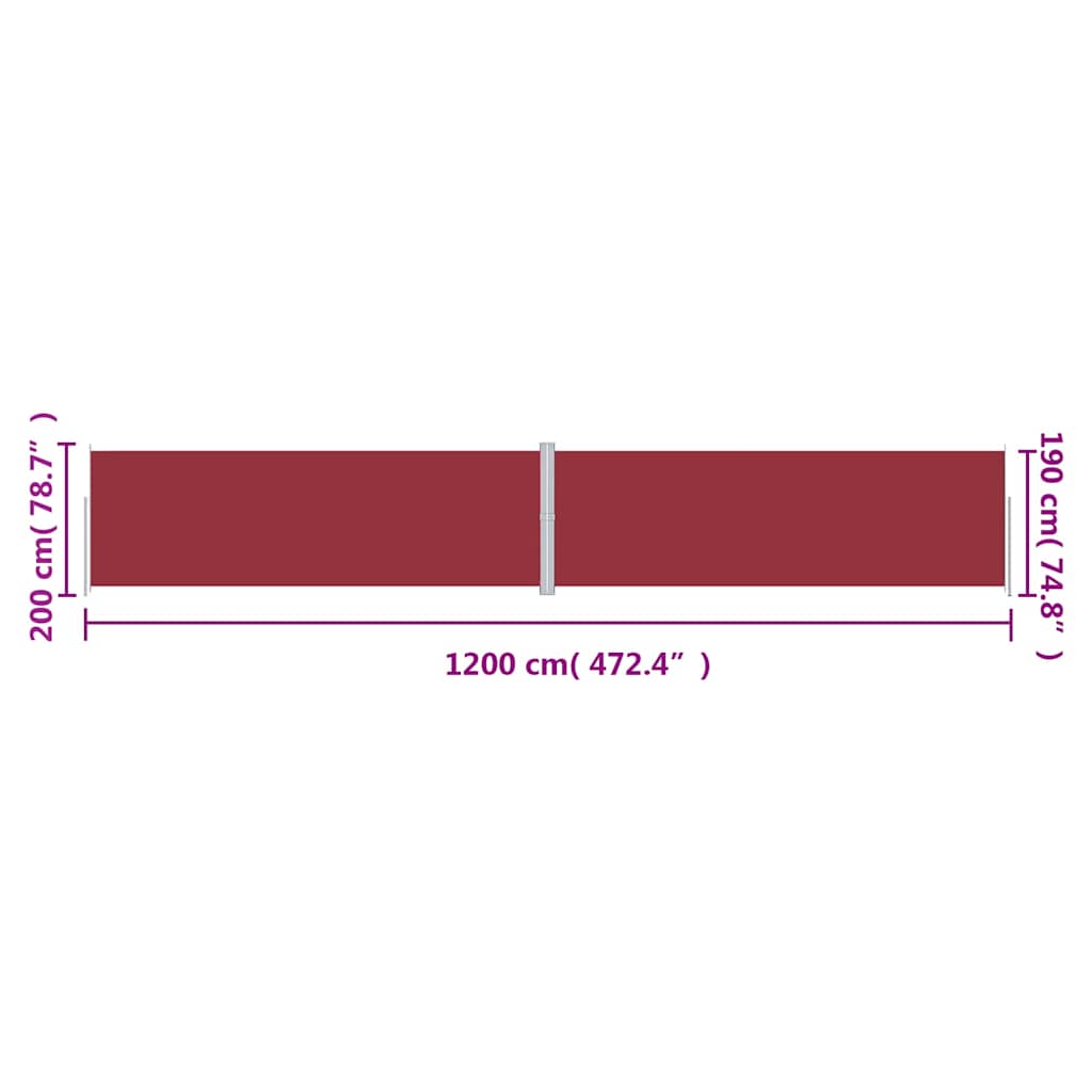 Tenda da Sole Laterale Retrattile Rossa 200x1200 cm