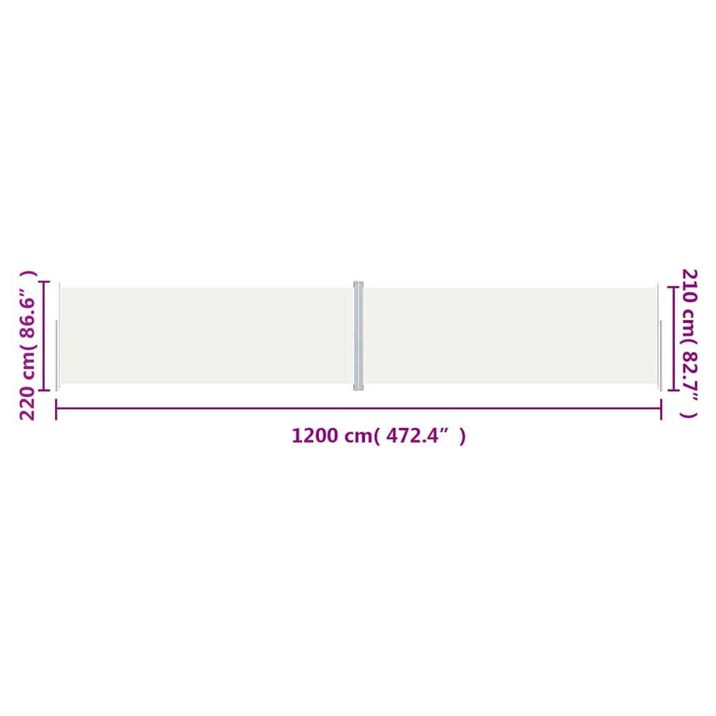 Tenda da Sole Laterale Retrattile Crema 220x1200 cm